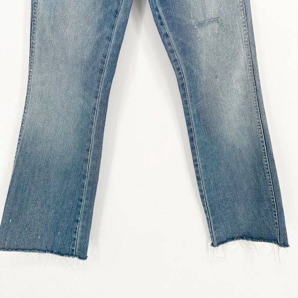 AMO Kick Crop Jean Frayed Raw Hem Distressed Light Wash Sweet Cheeks Women's 25 - Picture 4 of 9